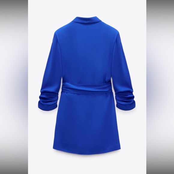 Blue Wrap Front Blazer Dress - Picture 4 of 4